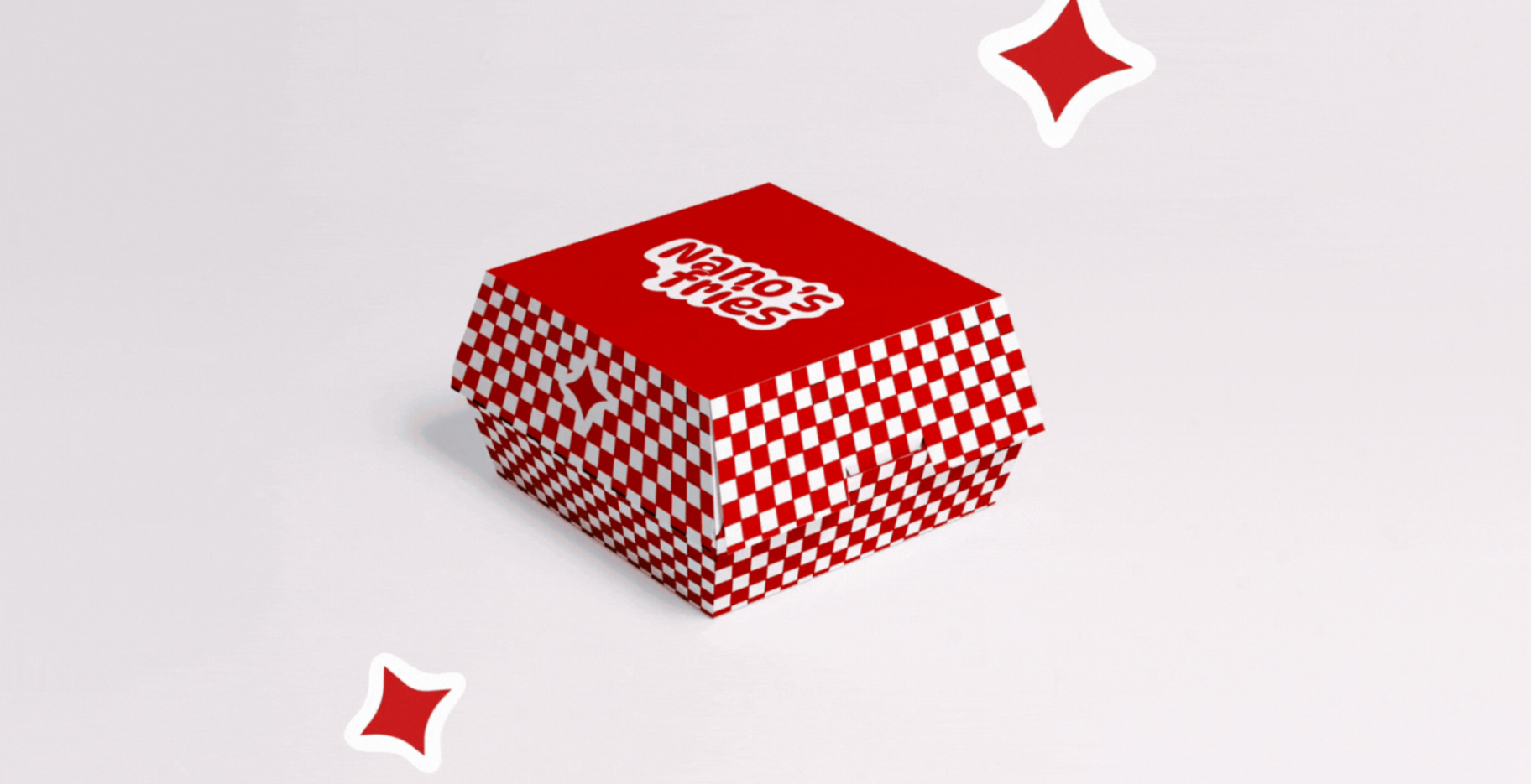 Nano's Fries red checkered takeout box